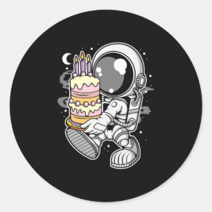 Adesivo Redondo Bolo de Aniversário de Astronauta
