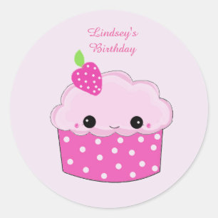 Adesivo Redondo Bolo de Aniversário Personalizado Smiley