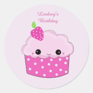 Adesivo Redondo Bolo de Aniversário Personalizado Smiley
