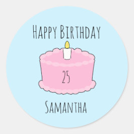 Adesivo Redondo Bolo de aniversário Rosa