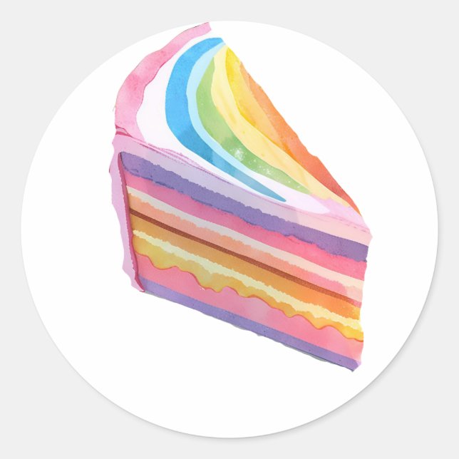 Adesivo Redondo Bolo de arco-íris feliz (Frente)