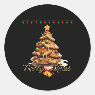 Adesivo Redondo Bolo de árvore de Natal, feliz Natal!