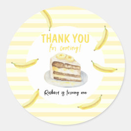 Adesivo Redondo Bolo de Banana Aquarela Aniversário Obrigado