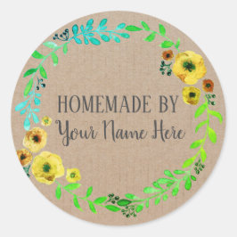 Adesivo Redondo Bolo de Biscoito Caseiro Artefato Vintage Coroa Fl