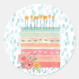 Adesivo Redondo Bolo de Bolo de Aniversário
