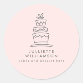 Adesivo Redondo Bolo de Casamento Desenhado à Mão Aquarela