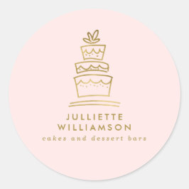 Adesivo Redondo Bolo de Casamento Desenhado à Mão Aquarela