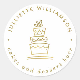 Adesivo Redondo Bolo de Casamento Dourado e Branco