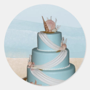 Adesivo Redondo Bolo de casamento elegante de Shell do mar