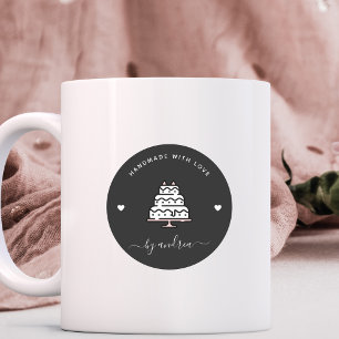 Adesivo Redondo Bolo de Casamento Personalizado Feito à Mão com Am