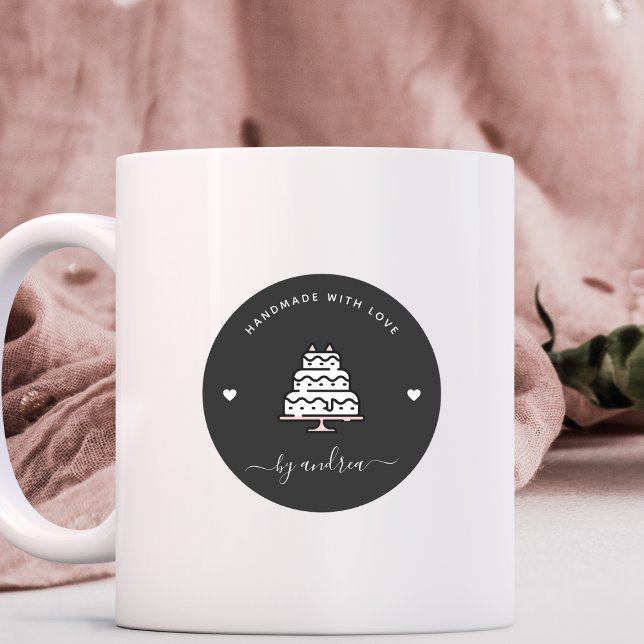 Adesivo Redondo Bolo de Casamento Personalizado Feito à Mão com Pa (Criador carregado)