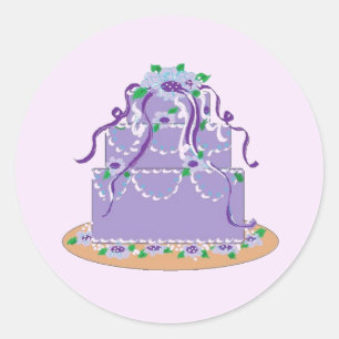 Adesivo Redondo Bolo de Casamento Roxo