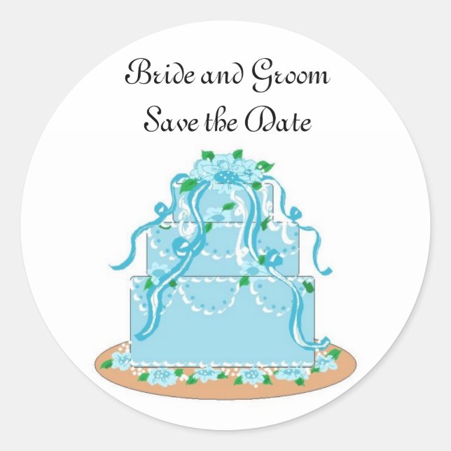 Adesivo Redondo Bolo de Casamento Salvar a Data (Frente)