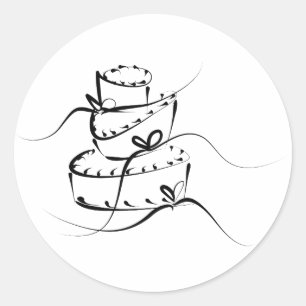 Adesivo Redondo Bolo de casamento topsy turvy