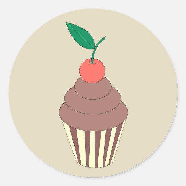 Adesivo Redondo Bolo de chocolate illusima com cereja em cima (Frente)