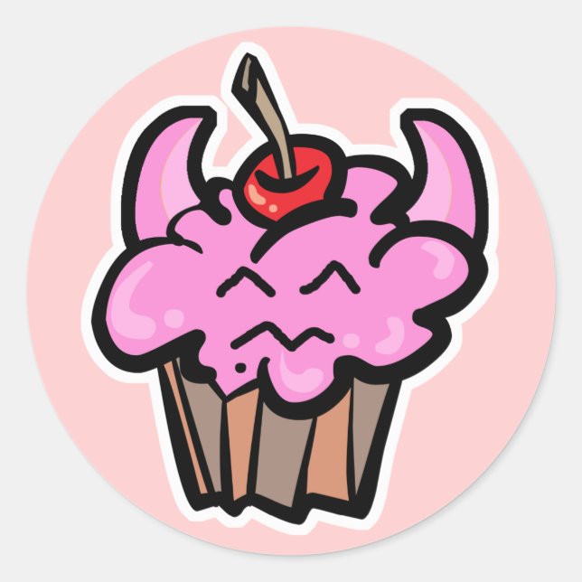 Adesivo Redondo Bolo de Cupcake do Diabo (Frente)