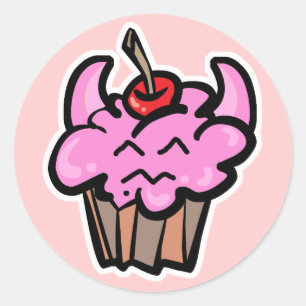 Adesivo Redondo Bolo de Cupcake do Diabo