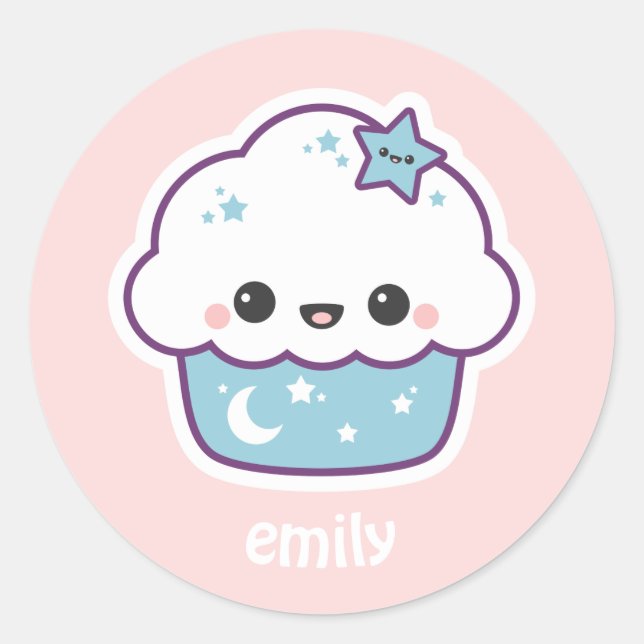 Adesivo Redondo Bolo de Espaço Azul (Frente)