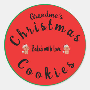 Adesivo Redondo Bolo de Natal Biscoitos da Vovó