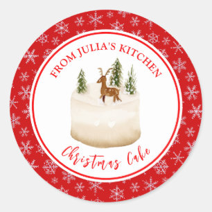 Adesivo Redondo Bolo de Natal de Confeitaria de Férias