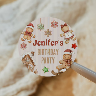 Adesivo Redondo Bolo de Natal Gingerbread Aniversário