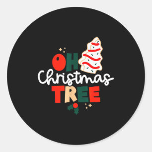 Adesivo Redondo Bolo de Natal Oh Árvore Debbie Bolo de Natal Engra