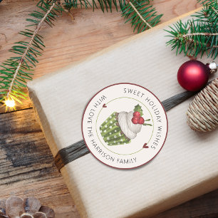 Adesivo Redondo Bolo de Natal Personalizado Desejos de Férias