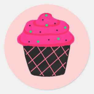 Adesivo Redondo Bolo de Neve Rosa Neon