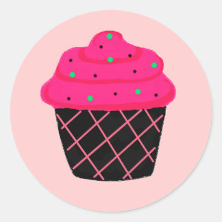Adesivo Redondo Bolo de Neve Rosa Neon