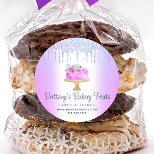 Adesivo Redondo Bolo-de-padaria-roxo esfrega-de-pastelaria