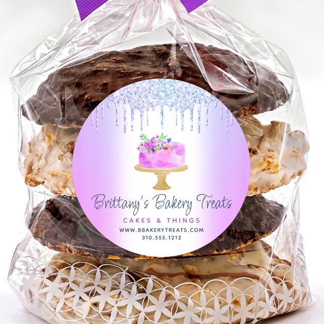 Adesivo Redondo Bolo-de-padaria-roxo esfrega-de-pastelaria (Criador carregado)