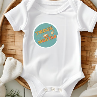Adesivo Redondo Bolo de Primeiro Aniversário Boho Bebê Doze Meses