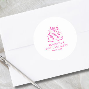 Adesivo Redondo Bolo-de-rabo-de-mão rosa