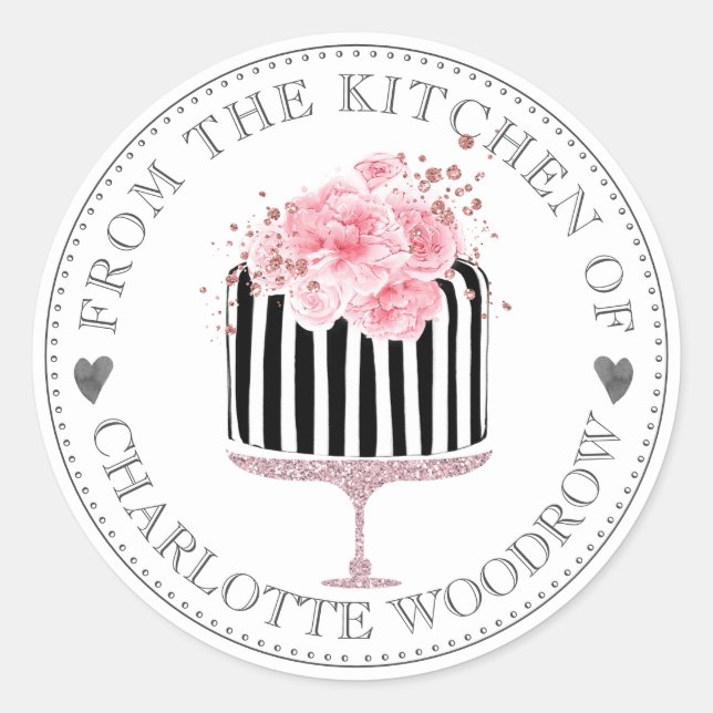 Adesivo Redondo Bolo De Sobremesa Pintado Com Aquarela Listrada Ca (Frente)