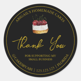 Adesivo Redondo Bolo de Sobremesa Simples - Homemade Obrigado