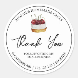 Adesivo Redondo Bolo de Sobremesa Simples - Homemade Obrigado