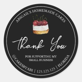 Adesivo Redondo Bolo de Sobremesa Simples - Homemade Obrigado