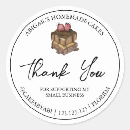 Adesivo Redondo Bolo de Sobremesa Simples - Homemade Obrigado