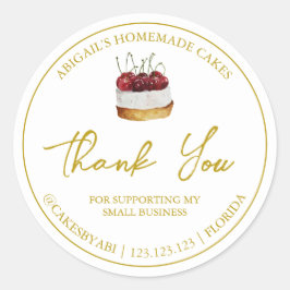 Adesivo Redondo Bolo de Sobremesa Simples - Homemade Obrigado