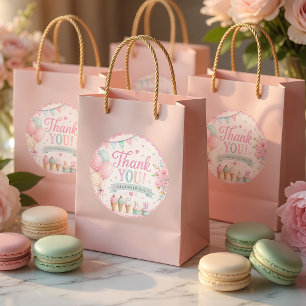 Adesivo Redondo Bolo de Sorvete Pastel Agradecimento Doce Loja