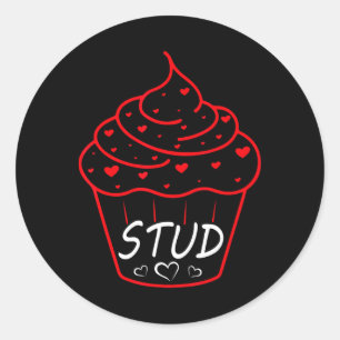 Adesivo Redondo Bolo de Valente Coração Stud Muffin Dia dos Namora