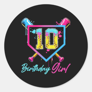 Adesivo Redondo Bolo Drip de Sorvete Softll Aniversário de 10 Anos