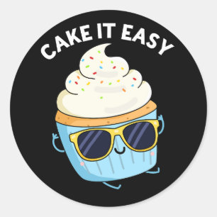 Adesivo Redondo Bolo Fácil Cupcake Engraçado Pun Dark BG