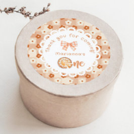 Adesivo Redondo Bolo fofo Aniversário de 1 ano Obrigada