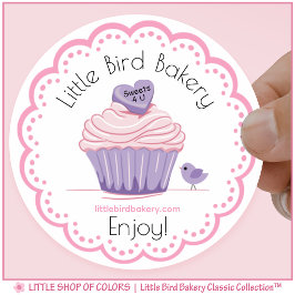 Adesivo Redondo Bolo Personalizado da Little Bird Bakery