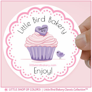 Adesivo Redondo Bolo Personalizado da Little Bird Bakery