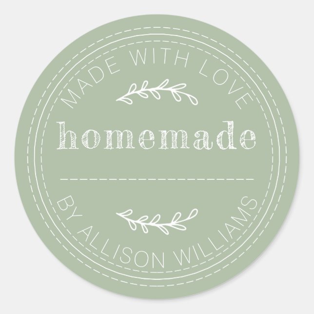 Adesivo Redondo Bolos Caseiros Rústicos Assados em Lata de Geleia  (Frente)