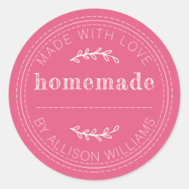 Adesivo Redondo Bolos Caseiros Rústicos Assados Geleia em Lata Ros