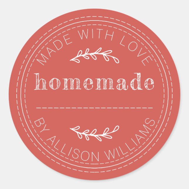 Adesivo Redondo Bolos Caseiros Rústicos Geléia de Pote Vermelho (Frente)