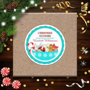 Adesivo Redondo Bolos e Doces de Natal Personalizados